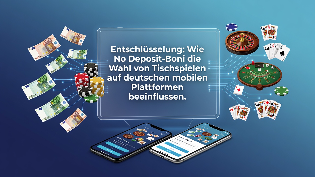 Darstellung mobiler Casino-Apps mit Fokus auf Tischspiele und No-Deposit-Boni in Deutschland