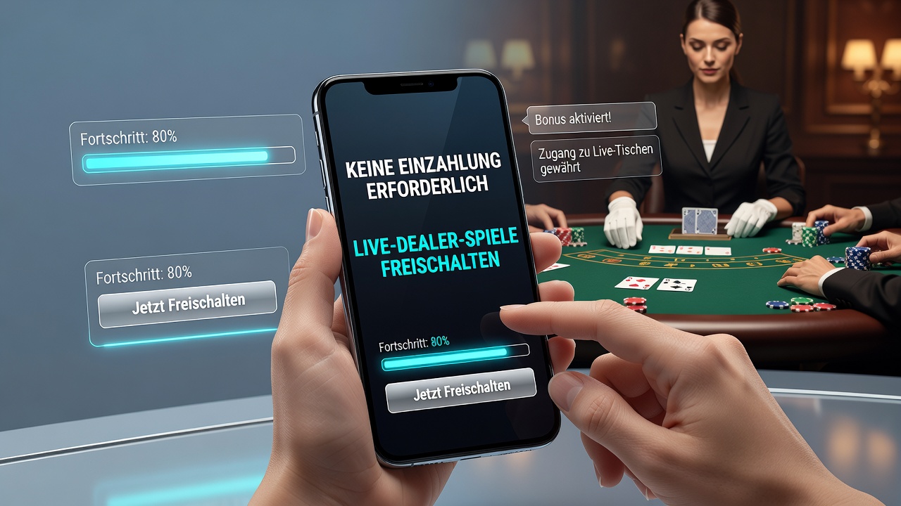 Mobile Ansicht eines Live-Dealer-Tischspiels mit No-Deposit-Bonus