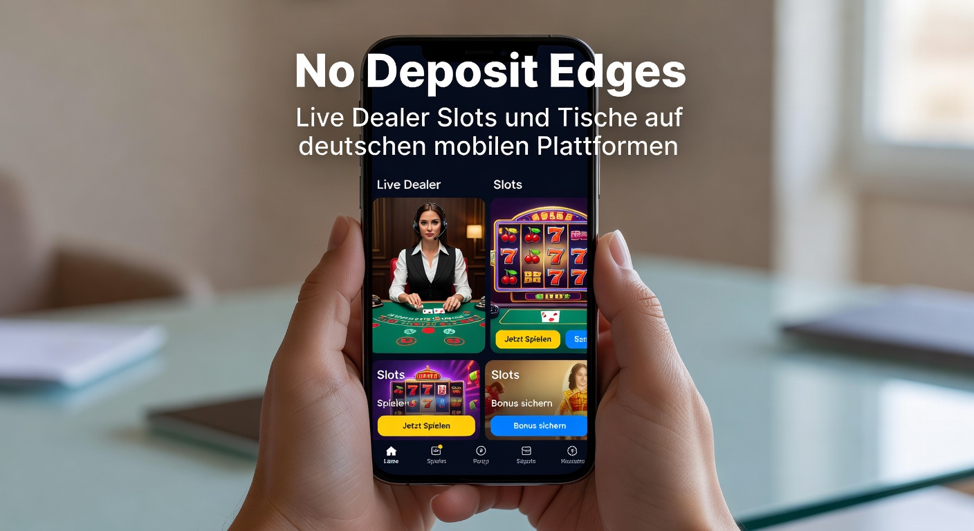 Mobilgerät zeigt Live-Dealer-Tisch mit No-Deposit-Bonus in einem deutschen Online-Casino