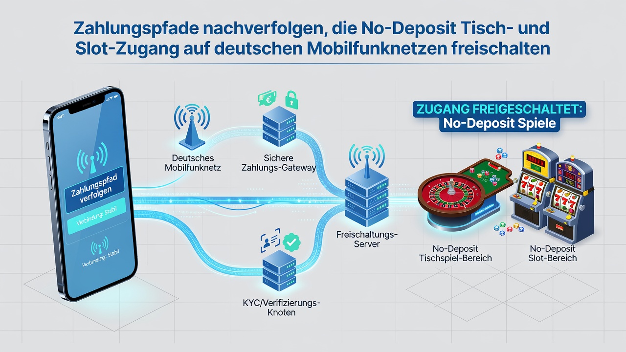 Darstellung von Mobilnetz-Integration und Zahlungsverifizierung für No-Deposit-Slots und Tische