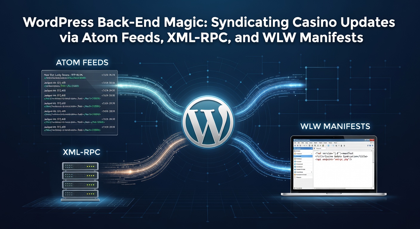 Screenshot einer WLW-Manifest-Konfiguration im WordPress-Backend mit XML-RPC-Integration für Casino-Blogging
